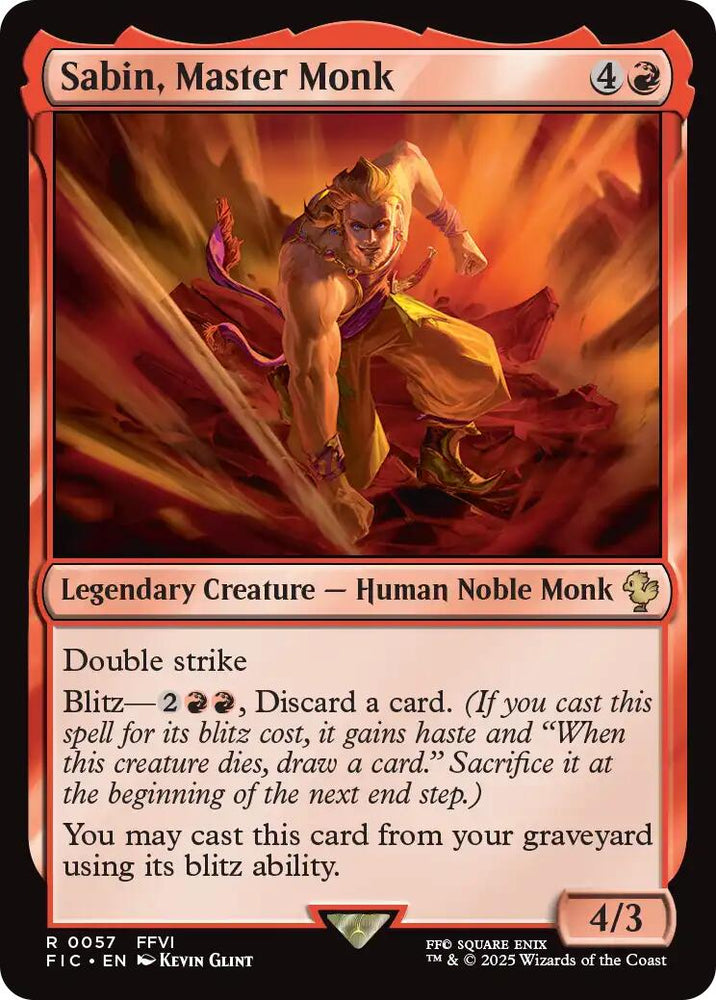 Sabin, Master Monk (Surge Foil) [FINAL FANTASY Commander]